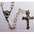 Clear crystal catholic rosary with center